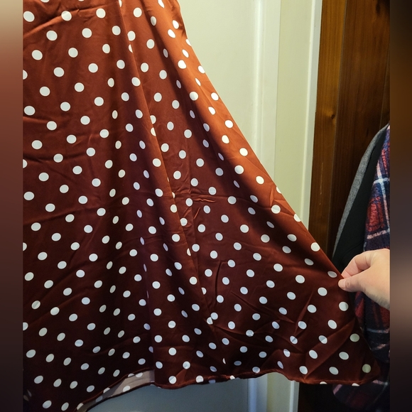 Torrid Midi Satin Slip Skirt- Polka Dot - Picture 2 of 4
